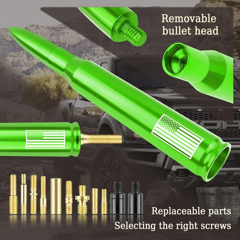 Turcee Car Bullet Antenna,Truck Exterior Decoration Accessories Car Vehicle Replacement Antenna Conpatible with Ford F150 RAM 1500 GMC Heavy Duty Pickup Trucks Accessories(New Upgrade Green-U.S. Flag)… - Image 4